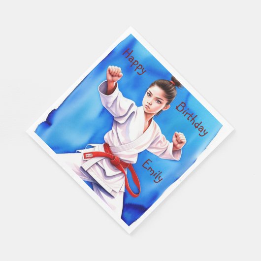 Serviette En Papier Karate Girl Anniversaire (Coin)