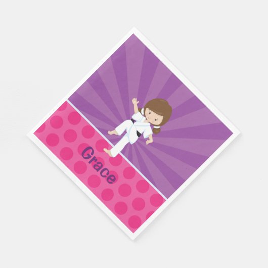 Serviette En Papier Karate Kid Girl Purple Rays Napkin Brown (Coin)