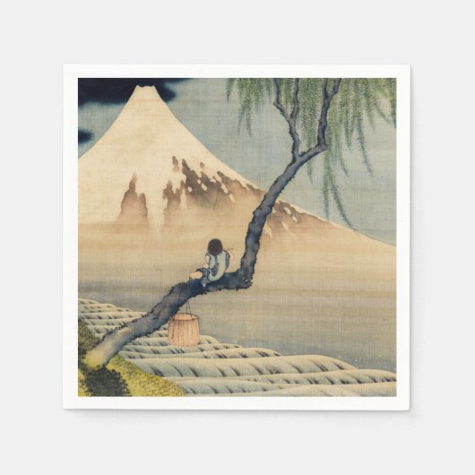 Serviette En Papier Katsushika Hokusai - Garçon regardant le Mont Fuji (Devant)