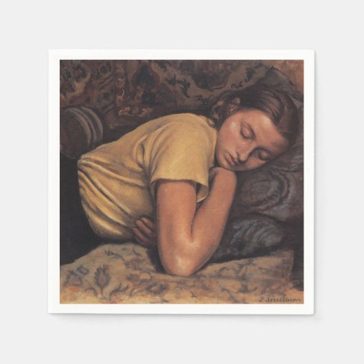 Serviette En Papier Katya endormi (par Serebriakova) (Devant)