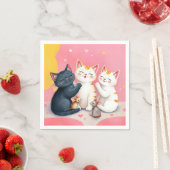 Serviette En Papier Kawaii Art Chats et souris (En situation)