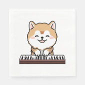 Serviette En Papier Kawaii Chien mignon Jouer Piano Clavier (Devant)