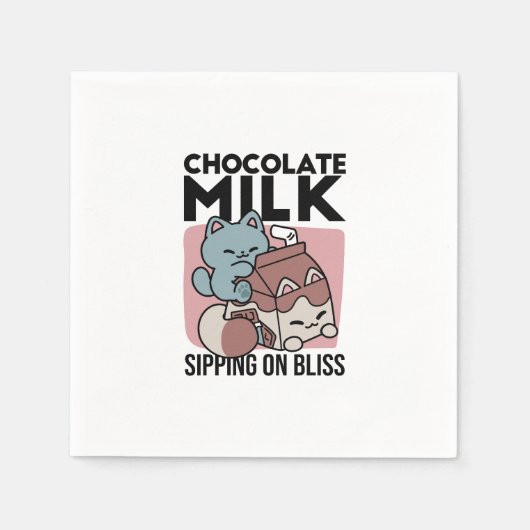 Serviette En Papier Kawaii Chocolate Milk Cat – Cozy Drink & Cuteness  (Devant)