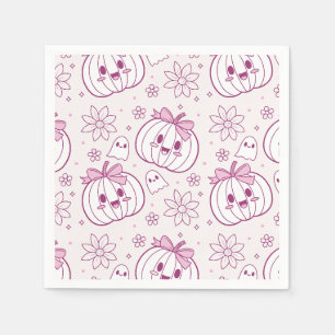 Serviette En Papier Kawaii Citrouilles, Fantômes & Fleurs