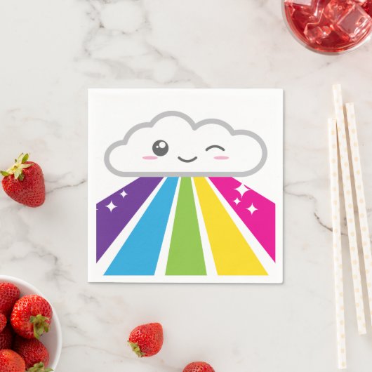 Serviette En Papier Kawaii Cloud et Rainbow Napkins (En situation)