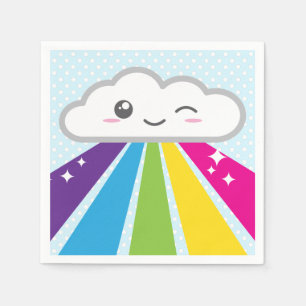 Serviette En Papier Kawaii Cloud et Rainbow Napkins
