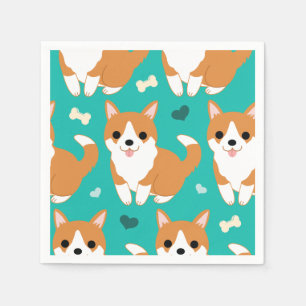 Serviette En Papier Kawaii Cute Corgi chien simple illustration motif