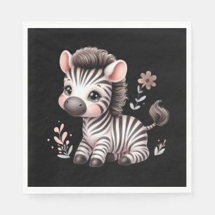 Serviette En Papier Kawaii Cute Zebra Wildlife Fun Black and White