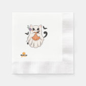 Serviette En Papier Kawaii Ghost Chat Halloween serviettes - Éffrayant (Devant)