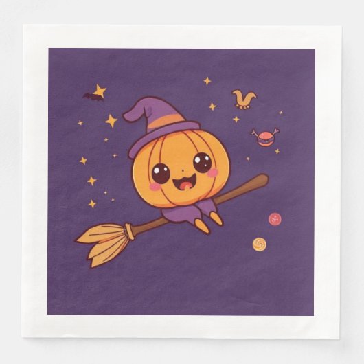 Serviette En Papier Kawaii Halloween Citrouille Napkin (Devant)