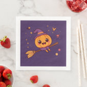 Serviette En Papier Kawaii Halloween Citrouille Napkin (En situation)