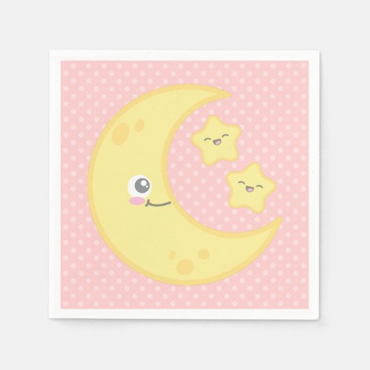 Serviette En Papier Kawaii Lune et Stars serviettes (Devant)