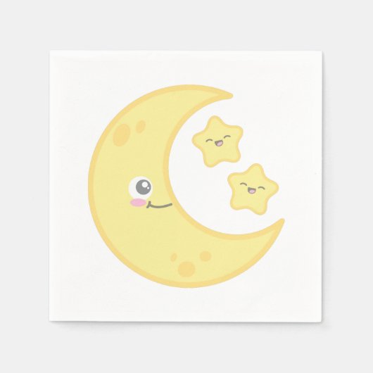 Serviette En Papier Kawaii Lune et Stars serviettes (Devant)