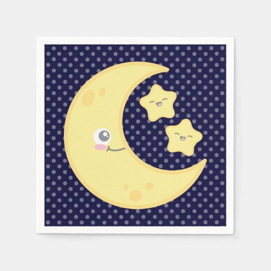 Serviette En Papier Kawaii Lune et Stars serviettes (Devant)