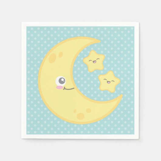 Serviette En Papier Kawaii Lune et Stars serviettes (Devant)