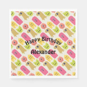 Serviette En Papier Kawaii Monster Annithday Party Napkin