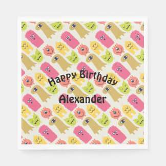 Serviette En Papier Kawaii Monster Annithday Party Napkin
