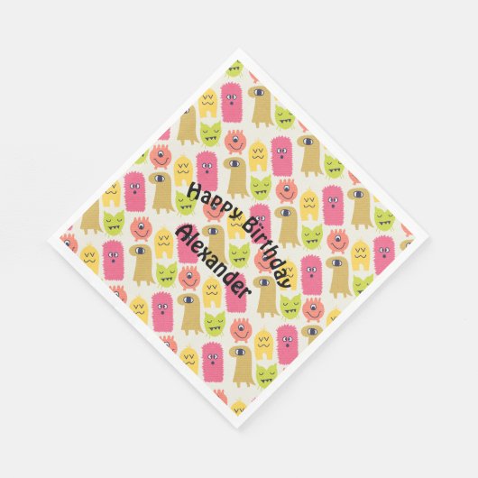 Serviette En Papier Kawaii Monster Annithday Party Napkin (Coin)
