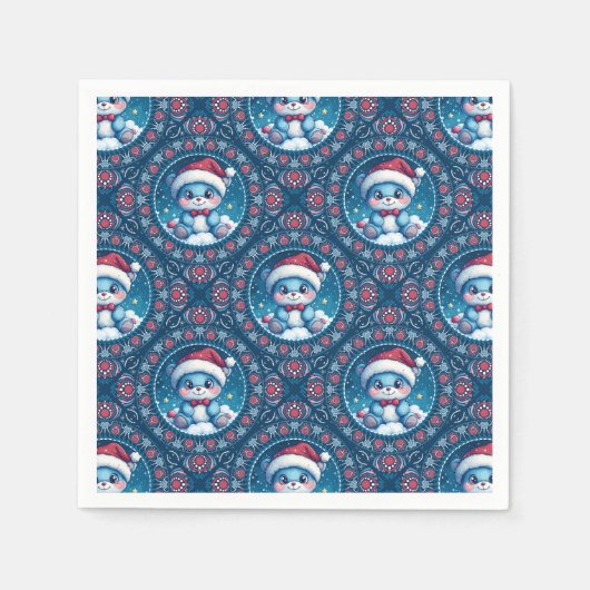 Serviette En Papier Kawaii Ours Festif Mandala Diamond Tile Decoupage (Devant)