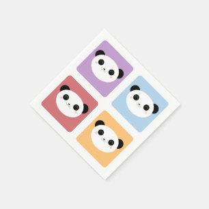 Serviette En Papier Kawaii Panda Multicolore Pop Carré Motif