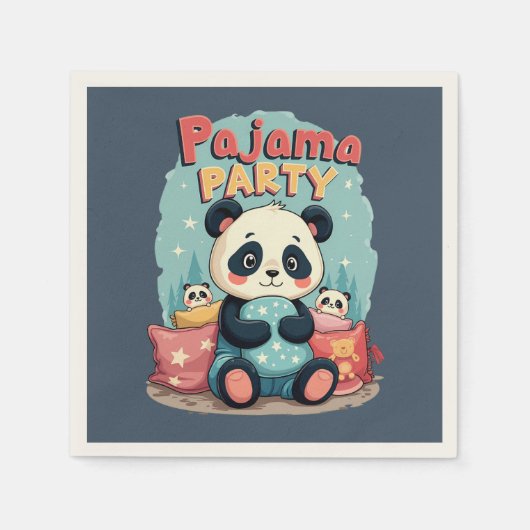 Serviette En Papier Kawaii Panda Pajama Party Cosy Slepov esthétique (Devant)