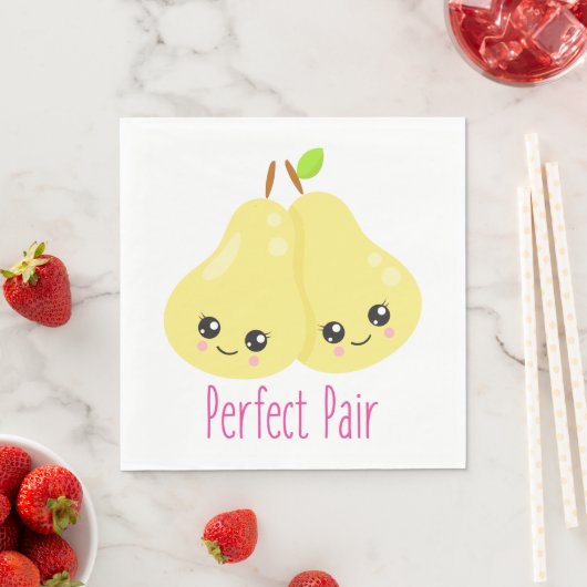 Serviette En Papier Kawaii Pear Couple Parfait Paire Funny Pun (En situation)