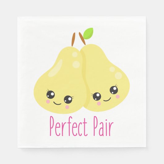 Serviette En Papier Kawaii Pear Couple Parfait Paire Funny Pun (Devant)
