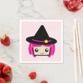 Serviette En Papier Kawaii Pink Haired Witch Napkins (En situation)