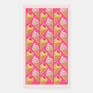 Serviette En Papier Kawaii pink pattern with strawberry ice cream