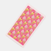Serviette En Papier Kawaii pink pattern with strawberry ice cream  (Coin)