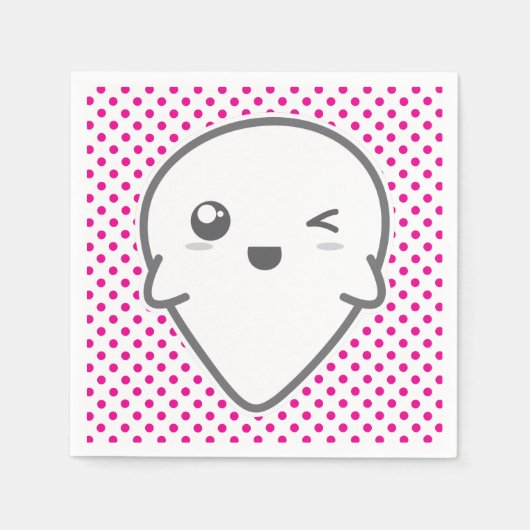 Serviette En Papier Kawaii Winking Ghost Napkins (Devant)
