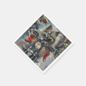 Serviette En Papier Keeshond chien équitation moto Noël (Coin)