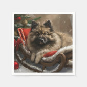 Serviette En Papier keeshond Festive de Noël de chien (Devant)