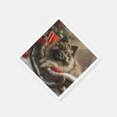 Serviette En Papier keeshond Festive de Noël de chien (Coin)