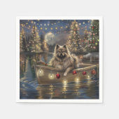Serviette En Papier Keeshond Noël Festive Voyage (Devant)