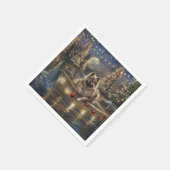 Serviette En Papier Keeshond Noël Festive Voyage (Coin)