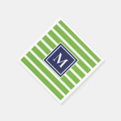 Serviette En Papier Kelly Green Stripe moderne Monogram Plage côtière (Coin)