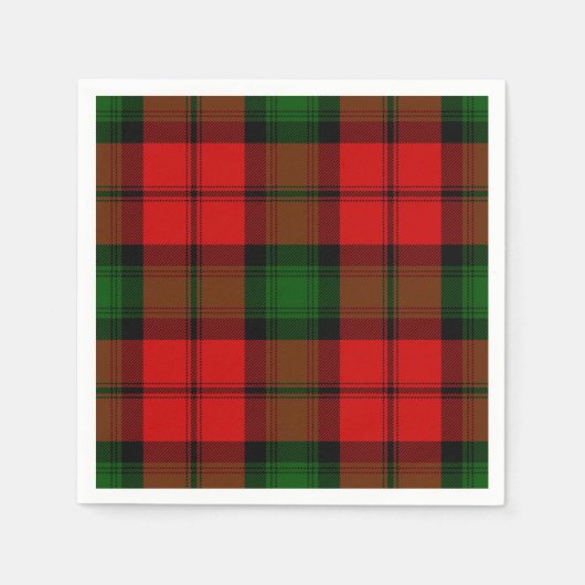 Serviette En Papier Kerr tartan rouge vert plaid (Devant)