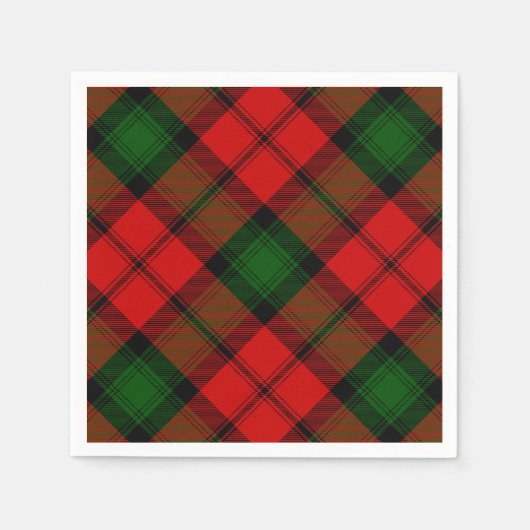 Serviette En Papier Kerr tartan rouge vert plaid (Devant)