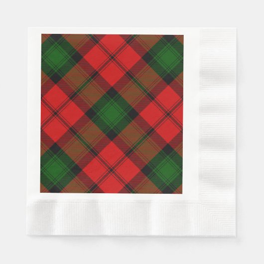 Serviette En Papier Kerr tartan rouge vert plaid (Devant)