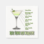 Serviette En Papier Key Lime Pie Martini Cocktail Recette Art (Devant)