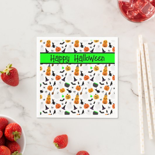 Serviette En Papier Kid Halloween Ghost Citrouille Black Chat Personna (En situation)