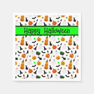 Serviette En Papier Kid Halloween Ghost Citrouille Black Chat Personna