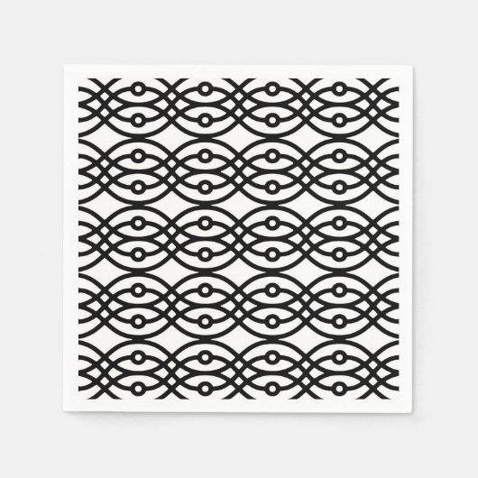 Serviette En Papier Kimono imprimé, noir sur blanc (Devant)