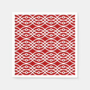 Serviette En Papier Kimono imprimé, rouge foncé et blanc