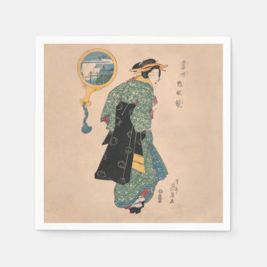Serviette En Papier Kimono Woman Courtesan (Devant)