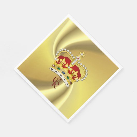 Serviette En Papier King Charles III Monogramme et Crown Napkin (Coin)