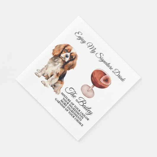 Serviette En Papier King Charles Spaniel Mariage Signature Boisson (Coin)