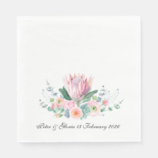 Serviette En Papier King Protea Wedding Napkin from the Protea Set (Devant)