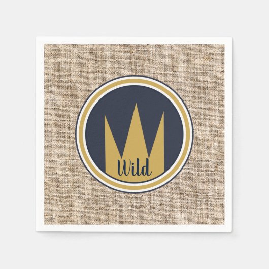 Serviette En Papier King Wild Thing Gold Crown Burlap Anniversaire (Devant)